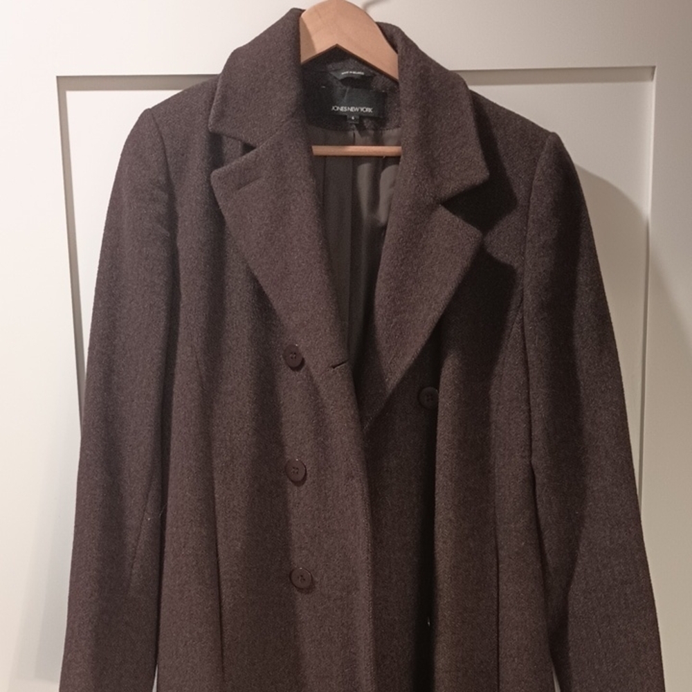 Jones New York Brown Trench Coat with Notched Lapels